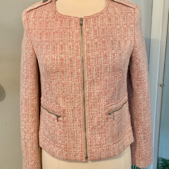 Woman’s Pink Tweed Crop Blazer Jacket Sz 4 Talbots - Picture 8 of 14